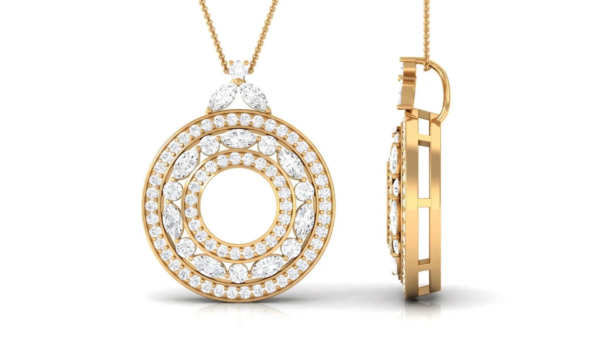 0.75 CT Certified Cubic Zirconia Vintage Circle Pendant Necklace