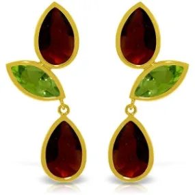 13.6 Carat 14K Solid Yellow Gold Chandelier Earrings Garnet Peridot