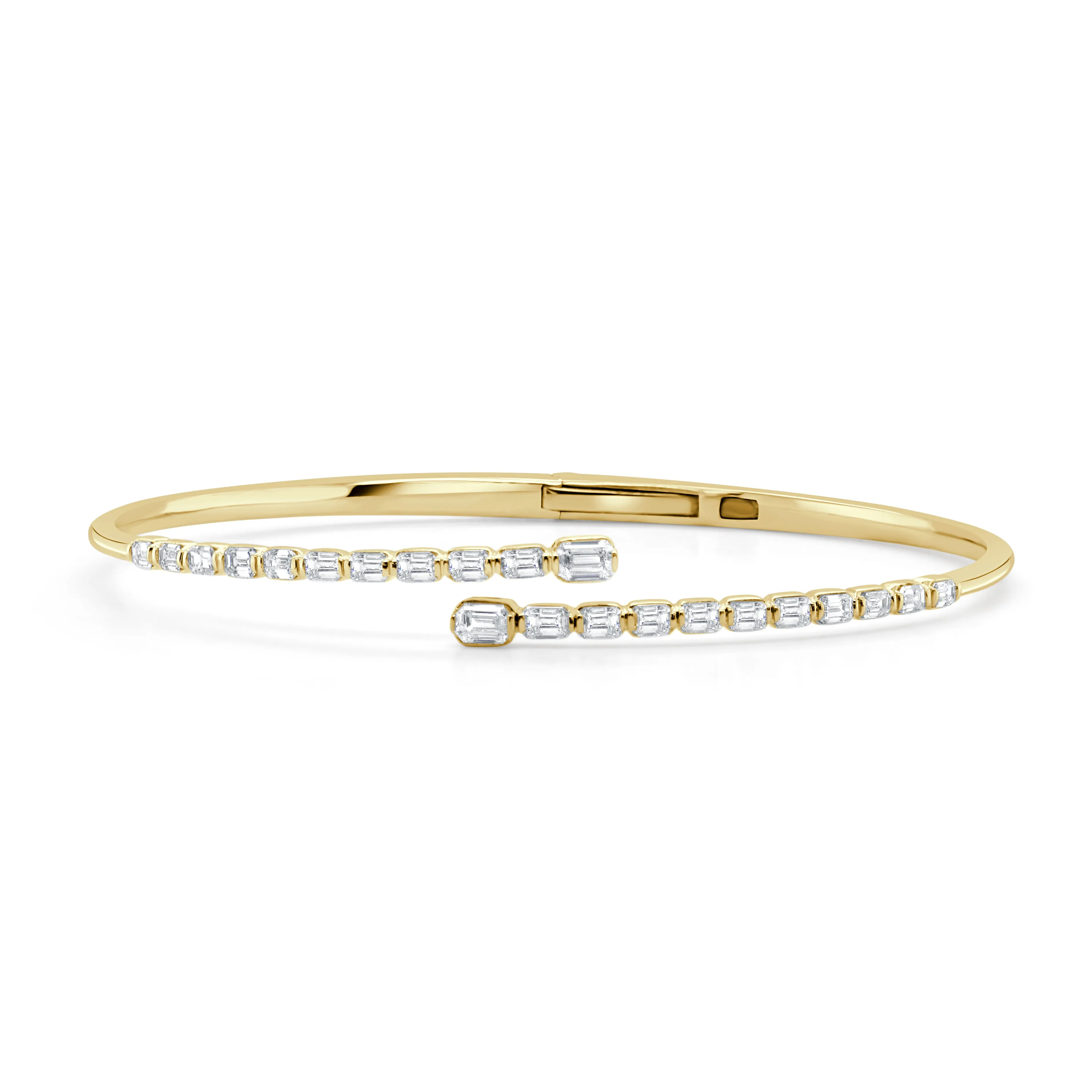14K Gold Two-Tone & Emerald-Cut Diamond Bangle Bracelet