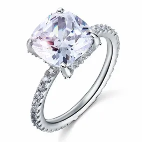 5 Carat Cushion Cut Simulated Diamond 925 Sterling Silver Wedding Engagement Promise Ring Jewelry
