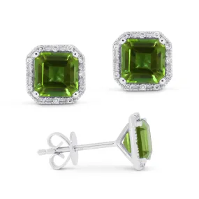 5.5mm 2.08ct Peridot Stud Earrings in 14K White Gold