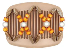 African Butterfly Hair Comb - Dalena Brown Pearl 27