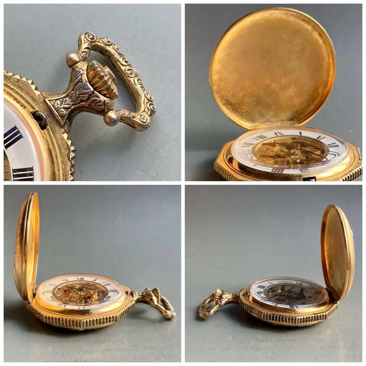 Antique Pocket Watch Majestime Manual 46mm Vintage Skeleton Antique