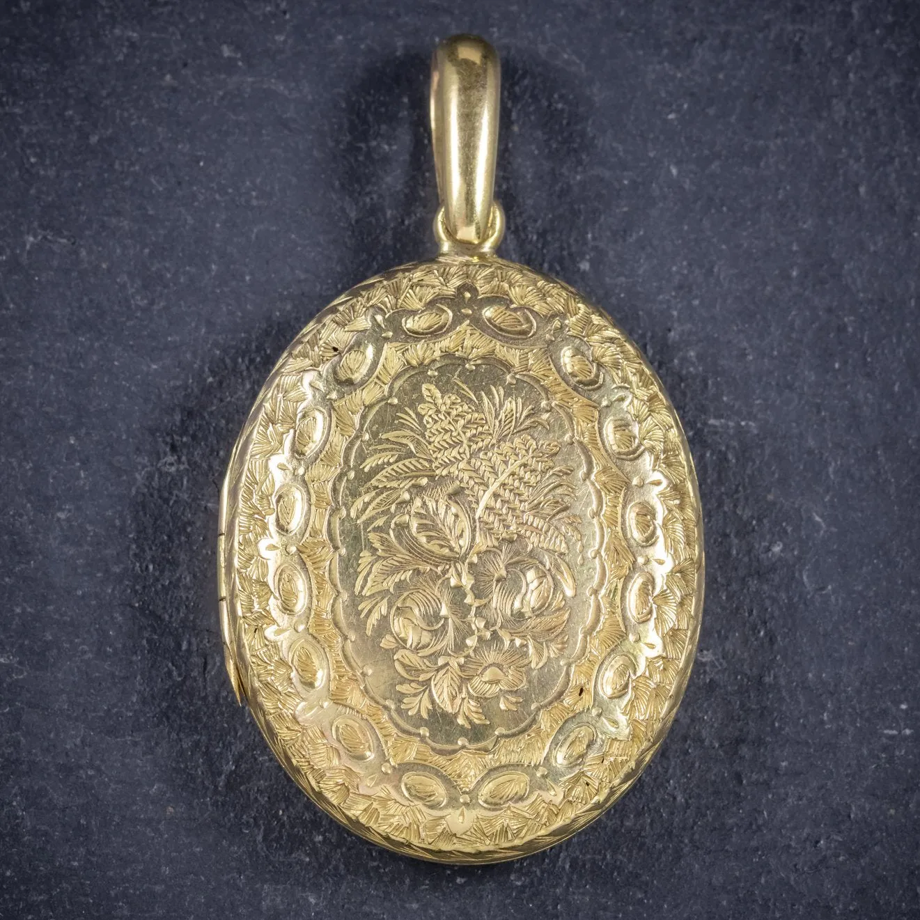 Antique Victorian Locket Collar Solid 15Ct Gold Necklace Circa 1900