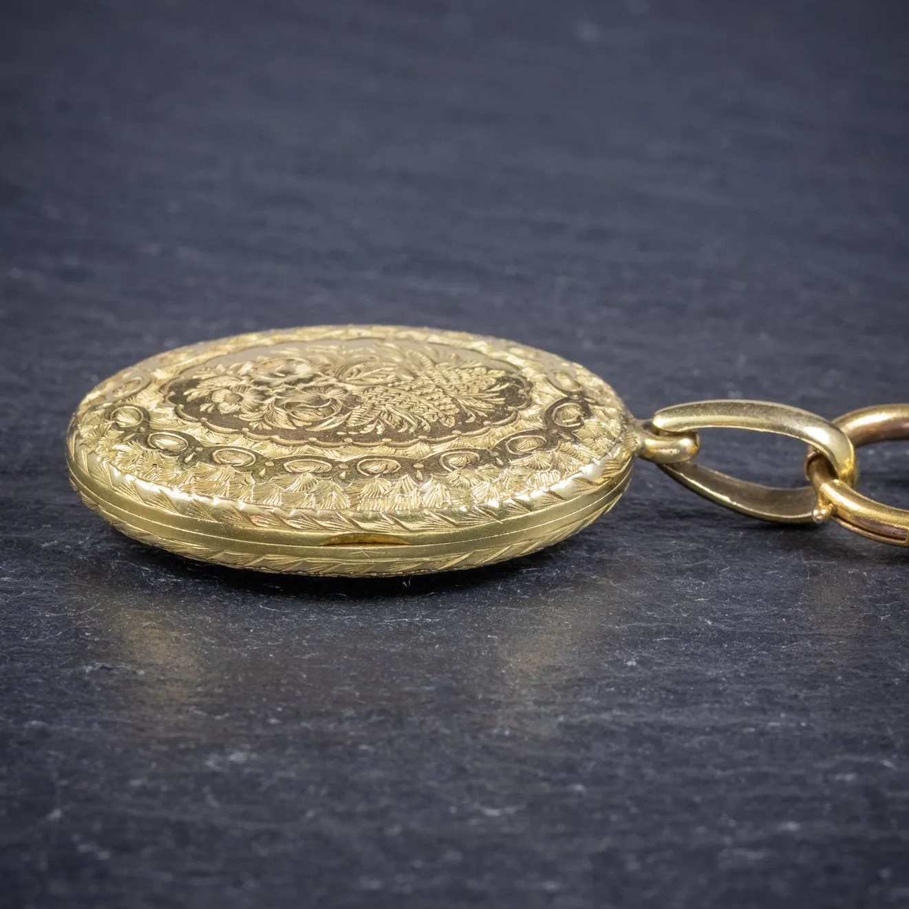 Antique Victorian Locket Collar Solid 15Ct Gold Necklace Circa 1900