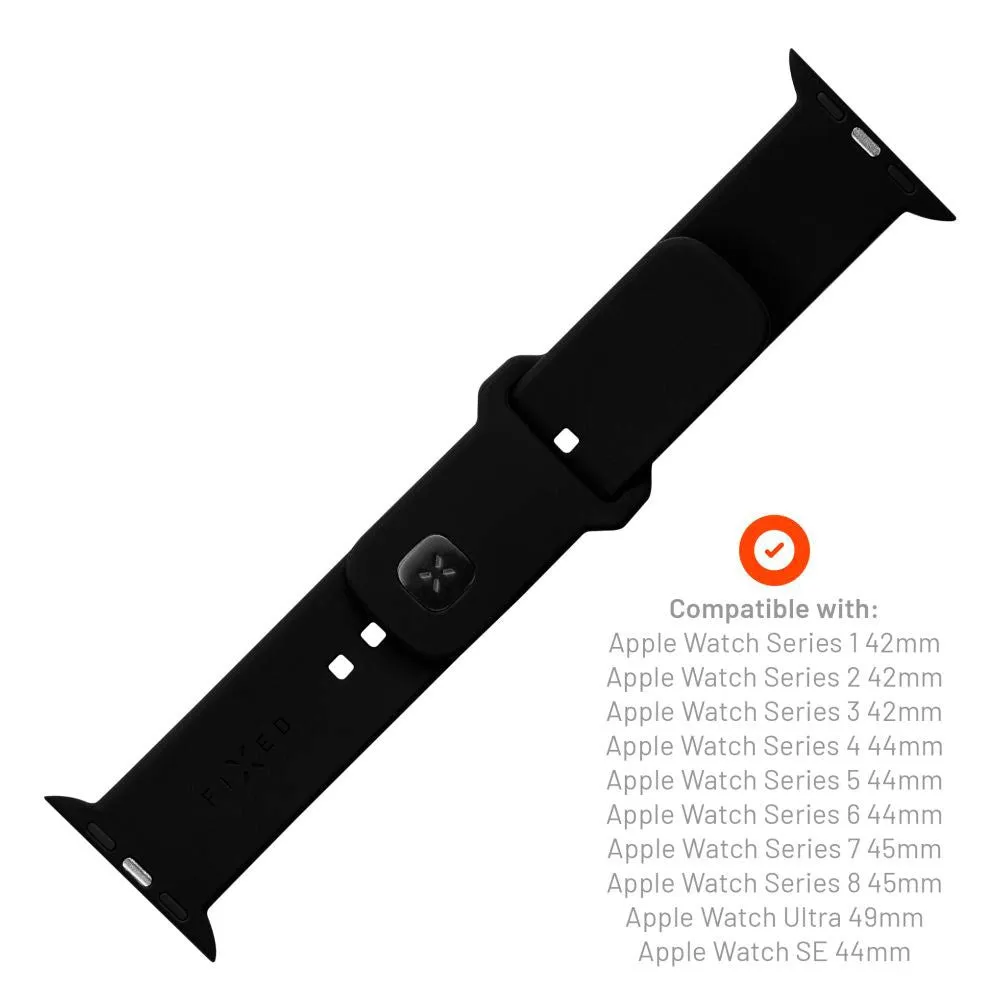Apple Watch (42 / 44 / 45 / SE / 49mm) Fixed Sporty Silikone Rem Sæt - Sort