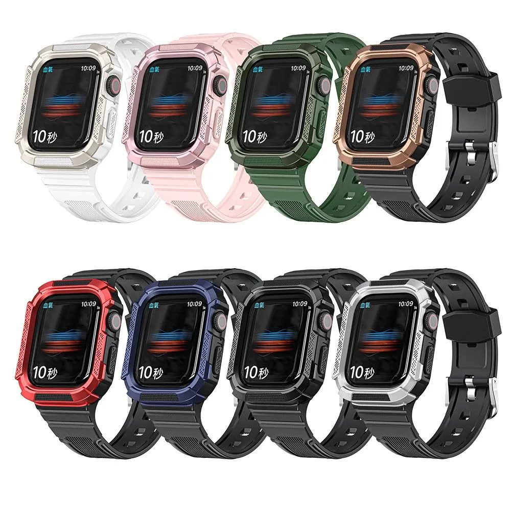 Apple Watch (45mm) dual color TPU cover with watch strap - Black / Red