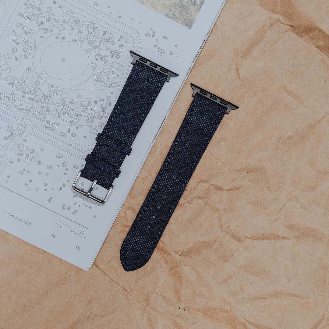 Apple Watch BLUE weave effect w GREEN/LIGHT BLUE WINDOWPANE