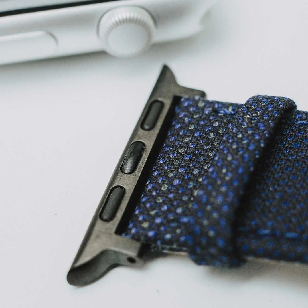 Apple Watch BLUE weave effect w GREEN/LIGHT BLUE WINDOWPANE