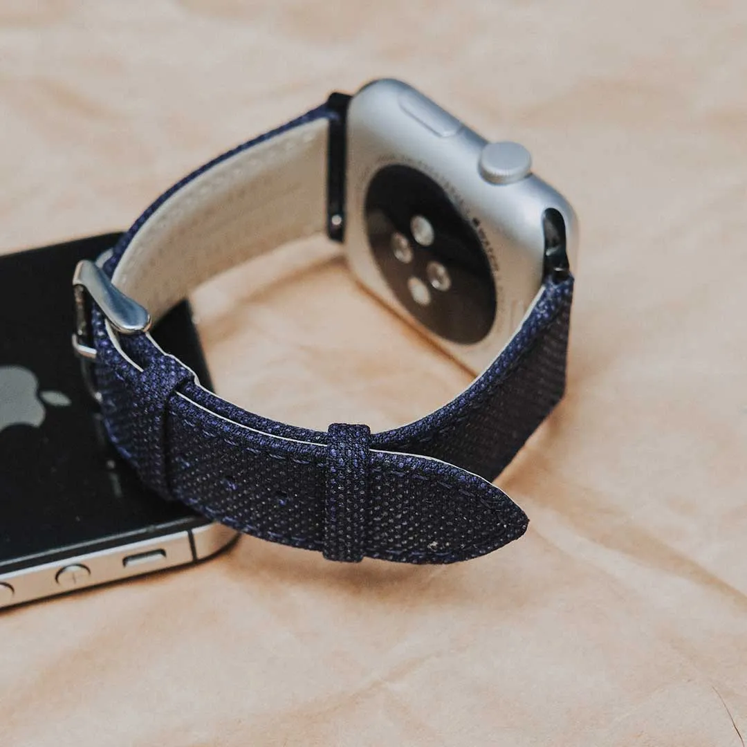 Apple Watch BLUE weave effect w GREEN/LIGHT BLUE WINDOWPANE