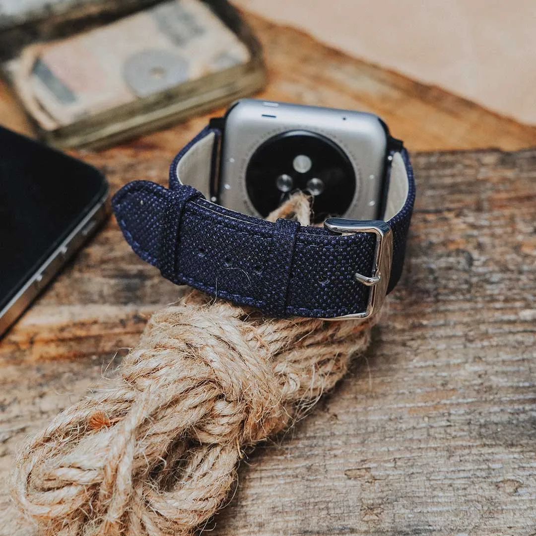 Apple Watch BLUE weave effect w GREEN/LIGHT BLUE WINDOWPANE