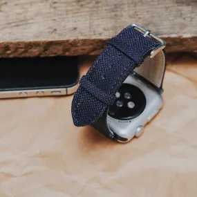 Apple Watch BLUE weave effect w GREEN/LIGHT BLUE WINDOWPANE