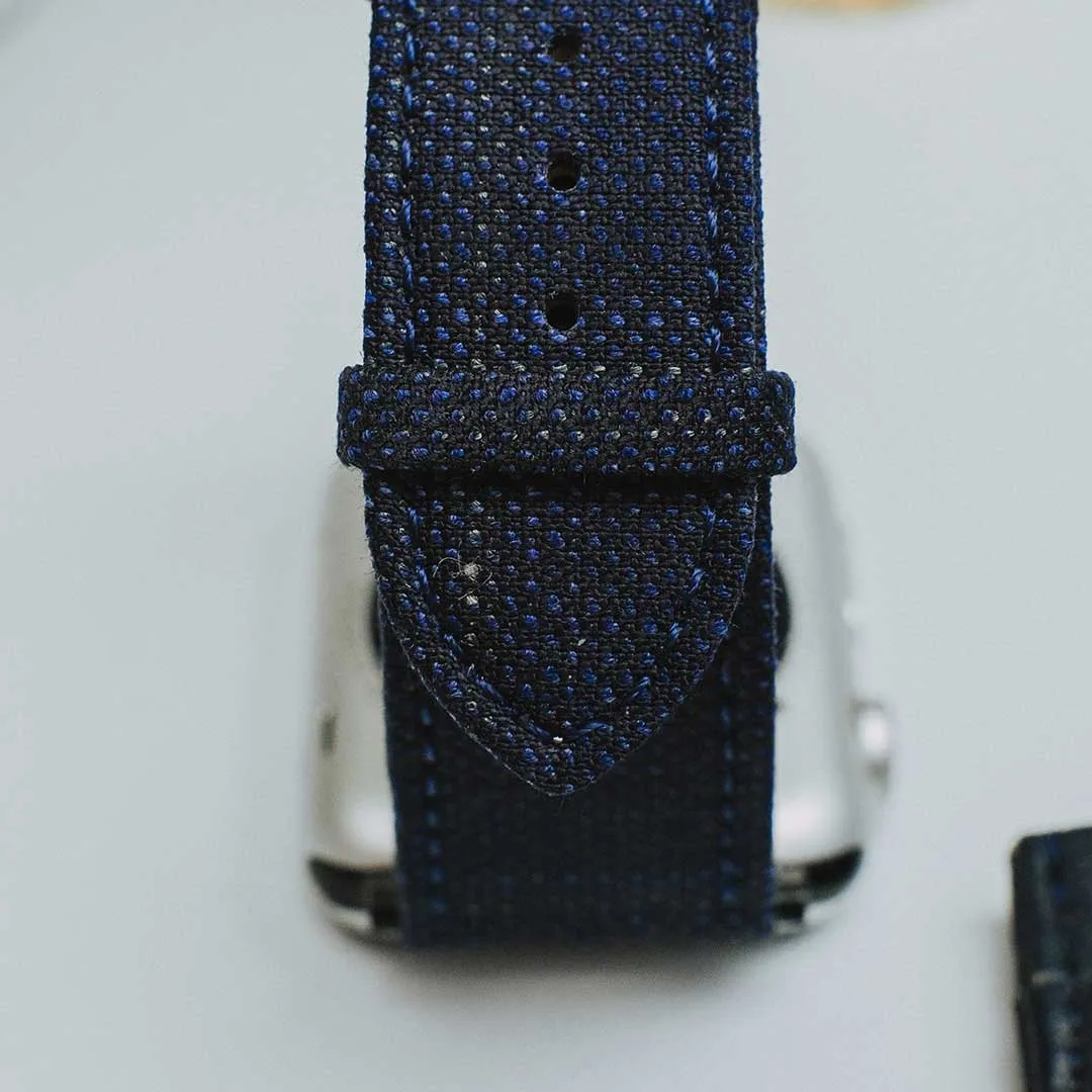 Apple Watch BLUE weave effect w GREEN/LIGHT BLUE WINDOWPANE