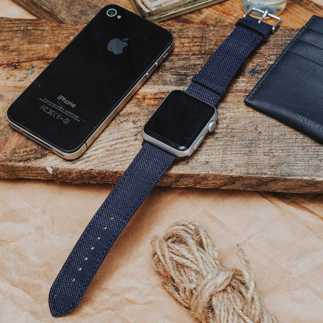 Apple Watch BLUE weave effect w GREEN/LIGHT BLUE WINDOWPANE