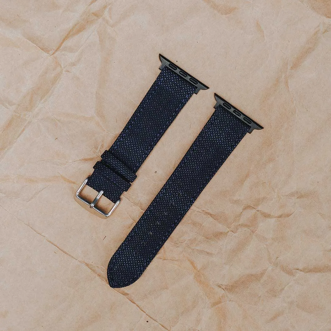 Apple Watch BLUE weave effect w GREEN/LIGHT BLUE WINDOWPANE