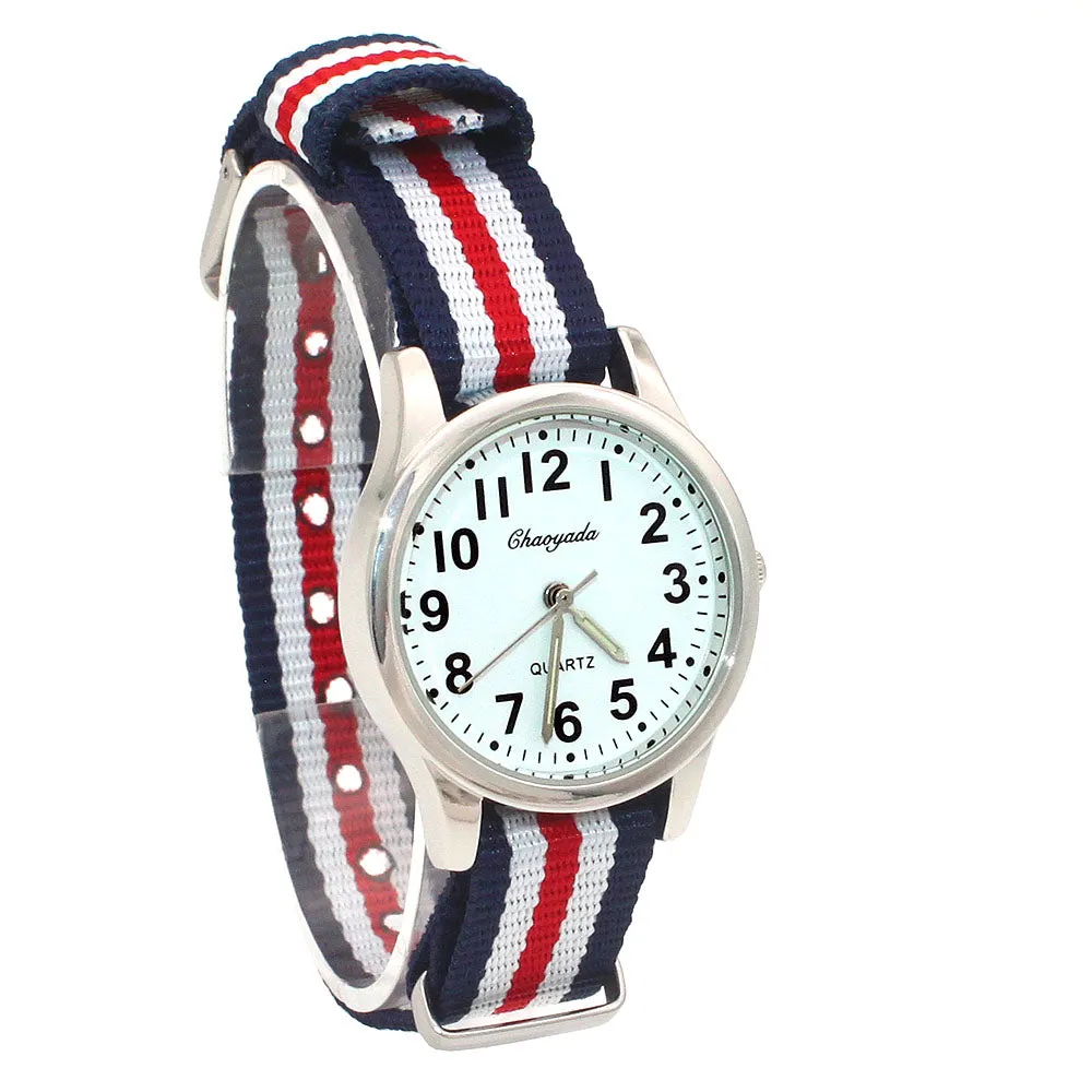 arrived boy fashion sports colorful nylon casual child gift clock kids Luminous pointer quartz watch girls casual watches