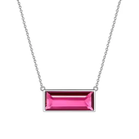 Bar Birthstone July Ruby Necklace Women Girls Jewelry Birthday Gift Sterling Silver