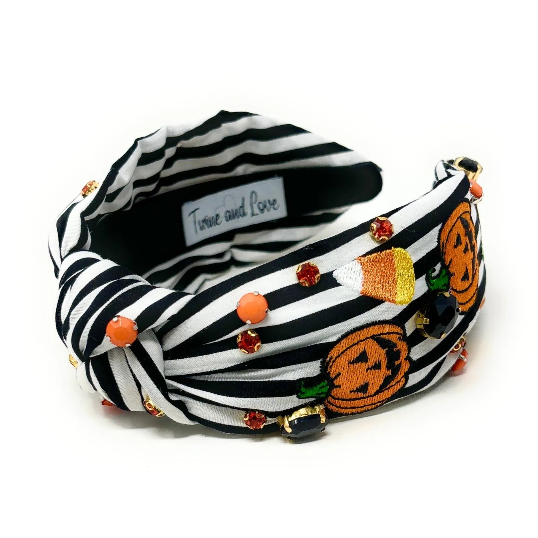 Black White Halloween Jeweled Knot Headband