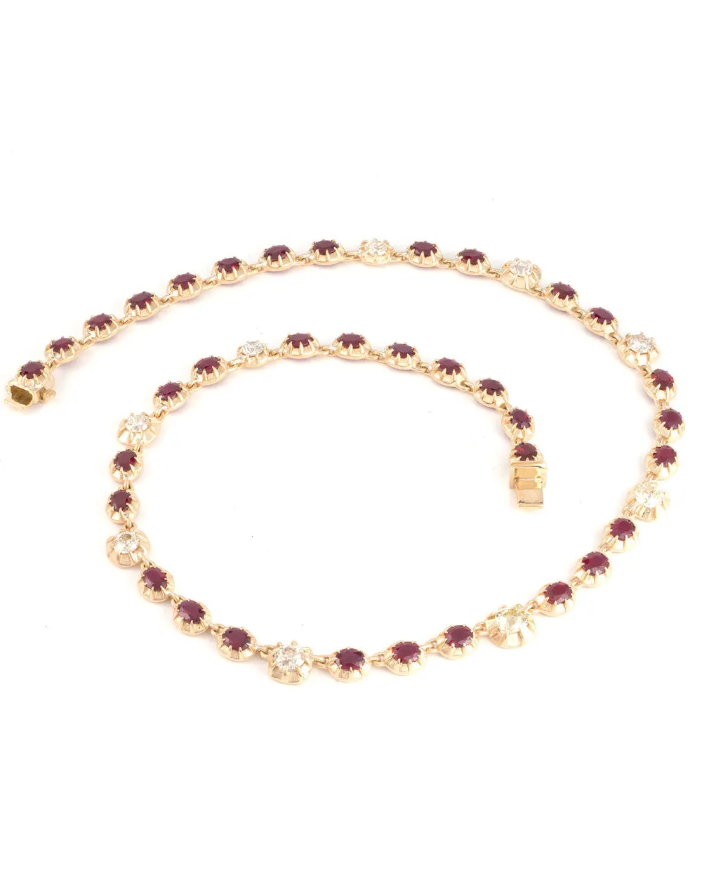 Burmese Ruby and Diamond Riviera Necklace