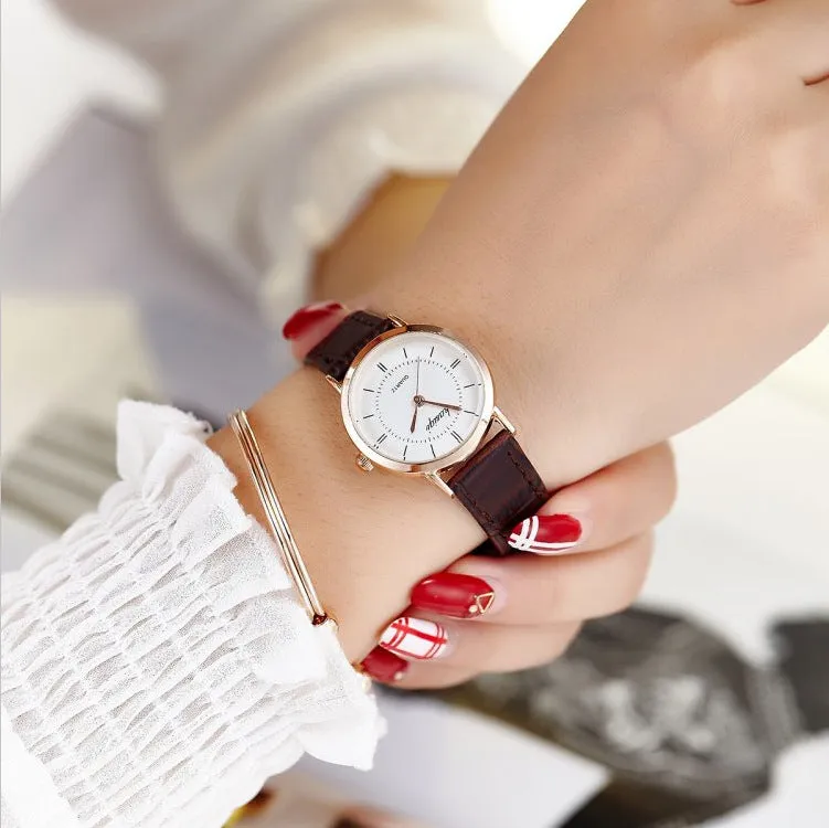 Couple Style Watch Women's Watch Women's Student Men's Korean Style Simple Belt Quartz Watch