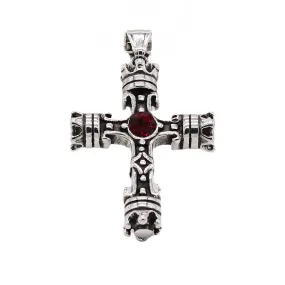 Crown Latin Cross Zircon Titanium Steel Pendant for Men