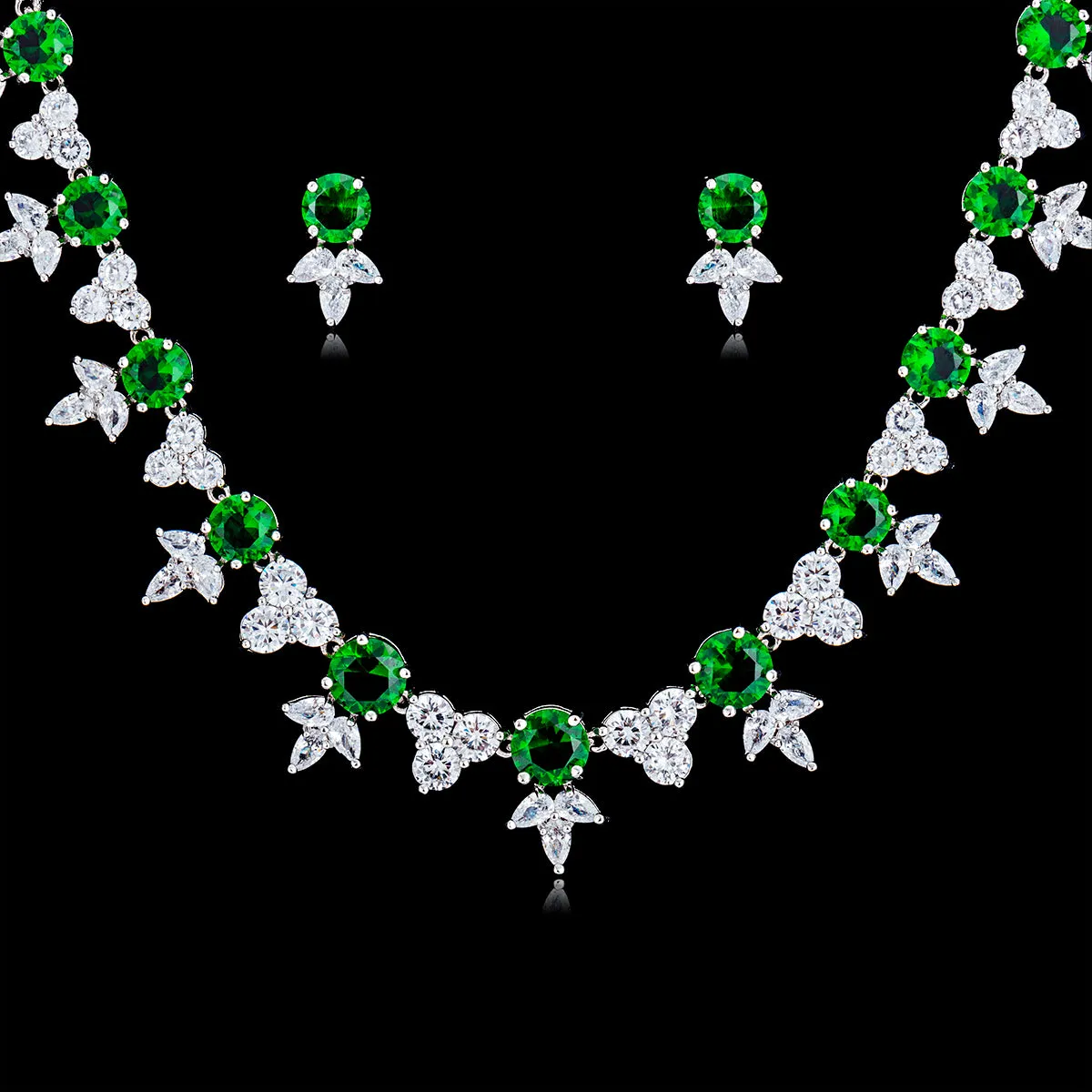 Cubic zirconia Wedding Necklace Earring Set,Women Party Jewelry CN10128