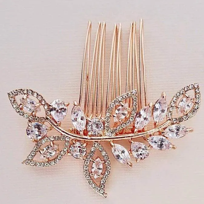 CZ Gold Hair Comb Adara