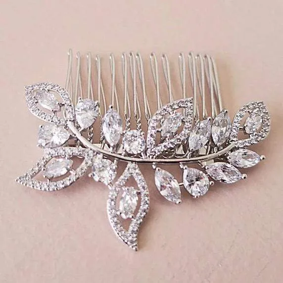 CZ Gold Hair Comb Adara