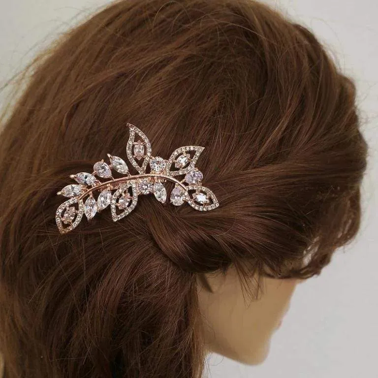 CZ Gold Hair Comb Adara