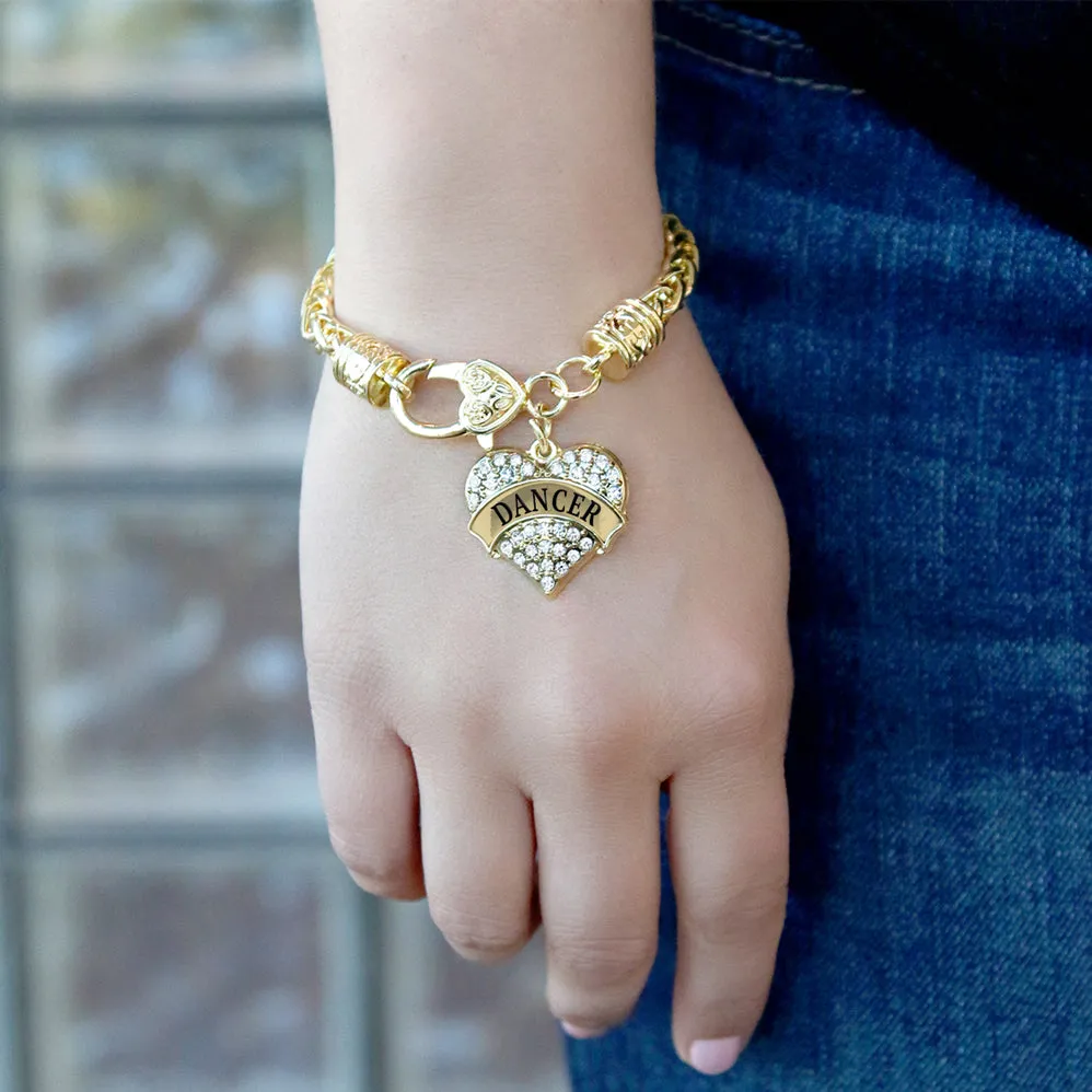 Gold Dancer Pave Heart Charm Braided Bracelet