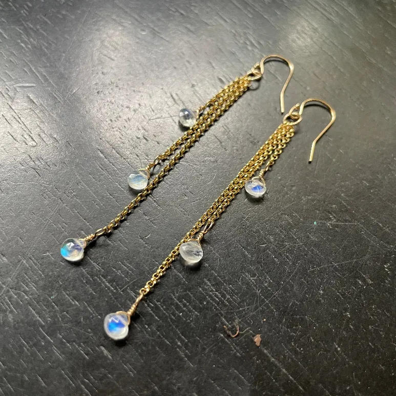 Gold Dew Drop Earrings with Your Choice of Crystal