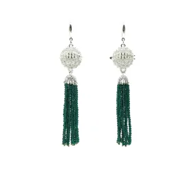 Herbal Locket Crystal Tassel Earrings - Emerald Zirconia