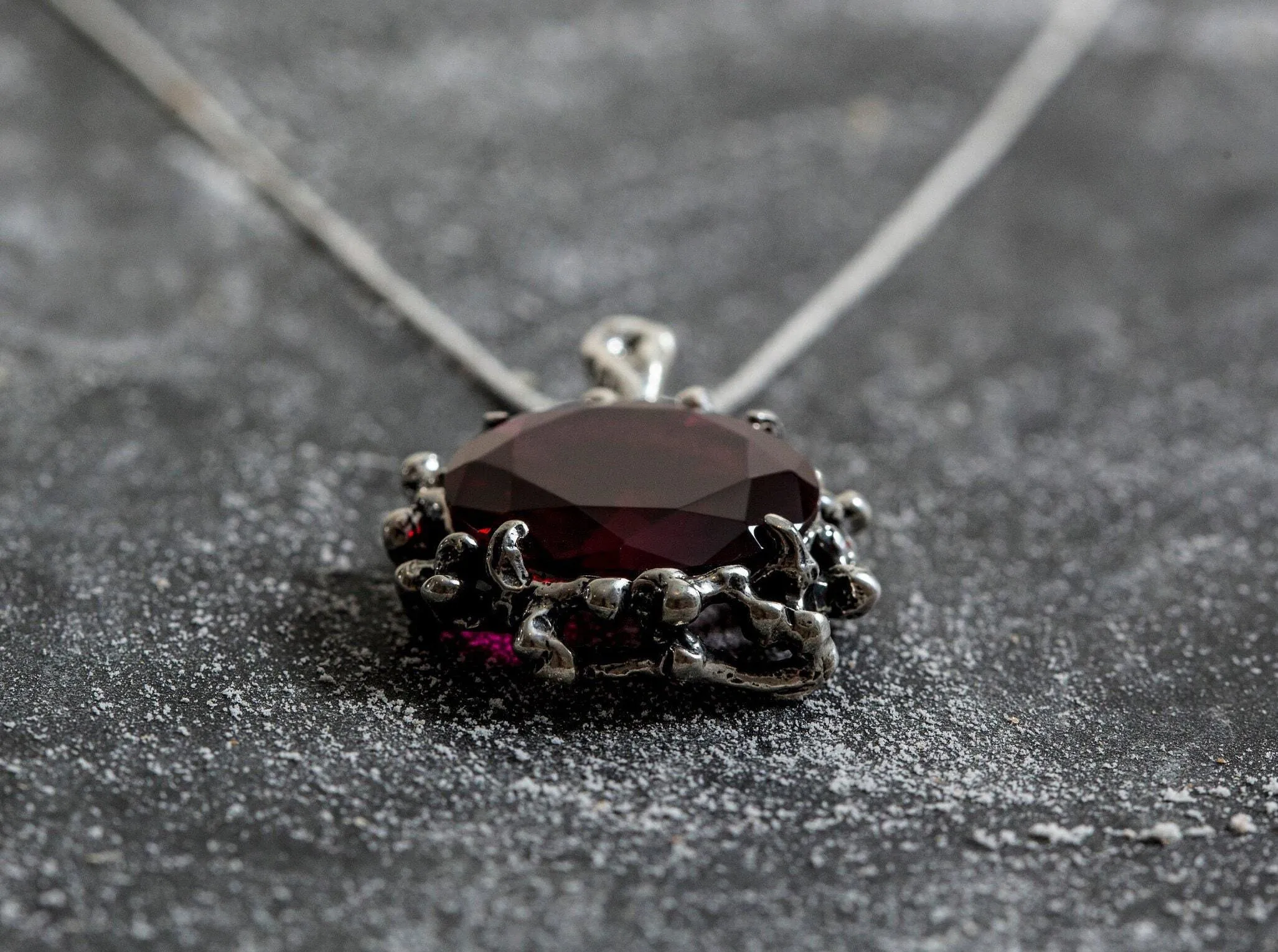 Large Ruby Necklace - Round Ruby Necklace - Vintage Ruby Pendant
