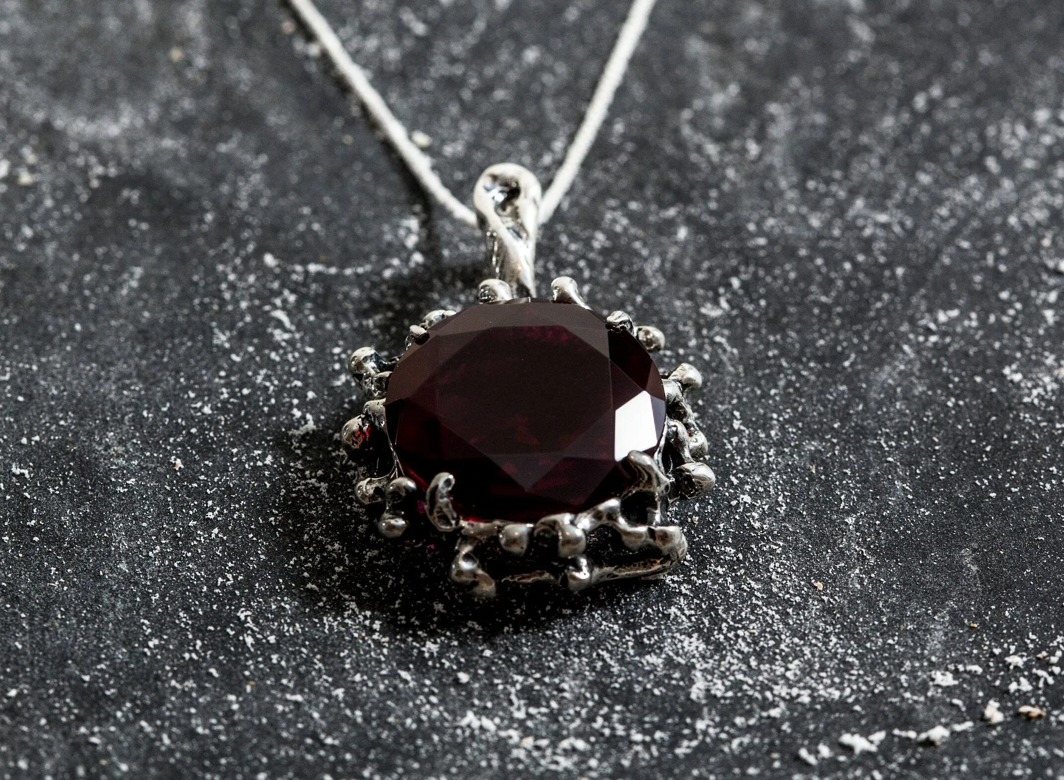 Large Ruby Necklace - Round Ruby Necklace - Vintage Ruby Pendant