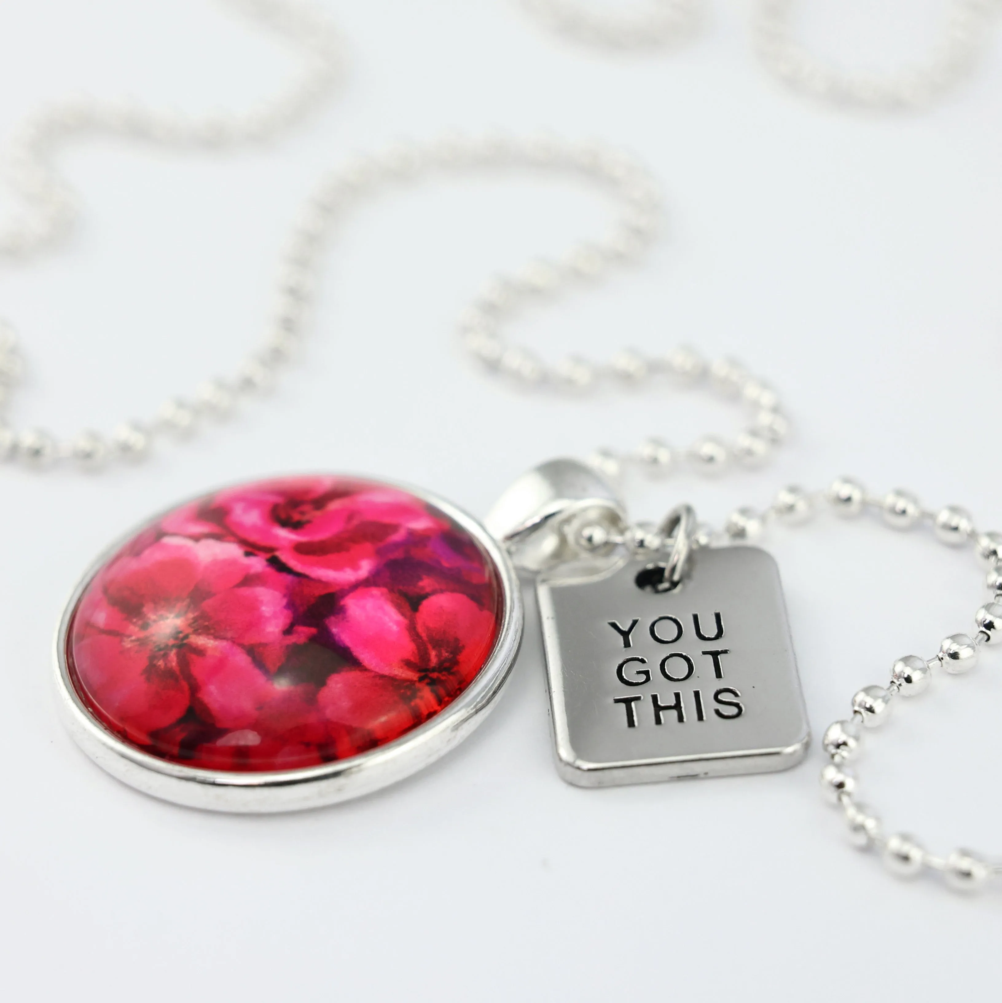 PINK COLLECTION - Bright Silver 'You Got This' Necklace - Ruby Bloom (10415)