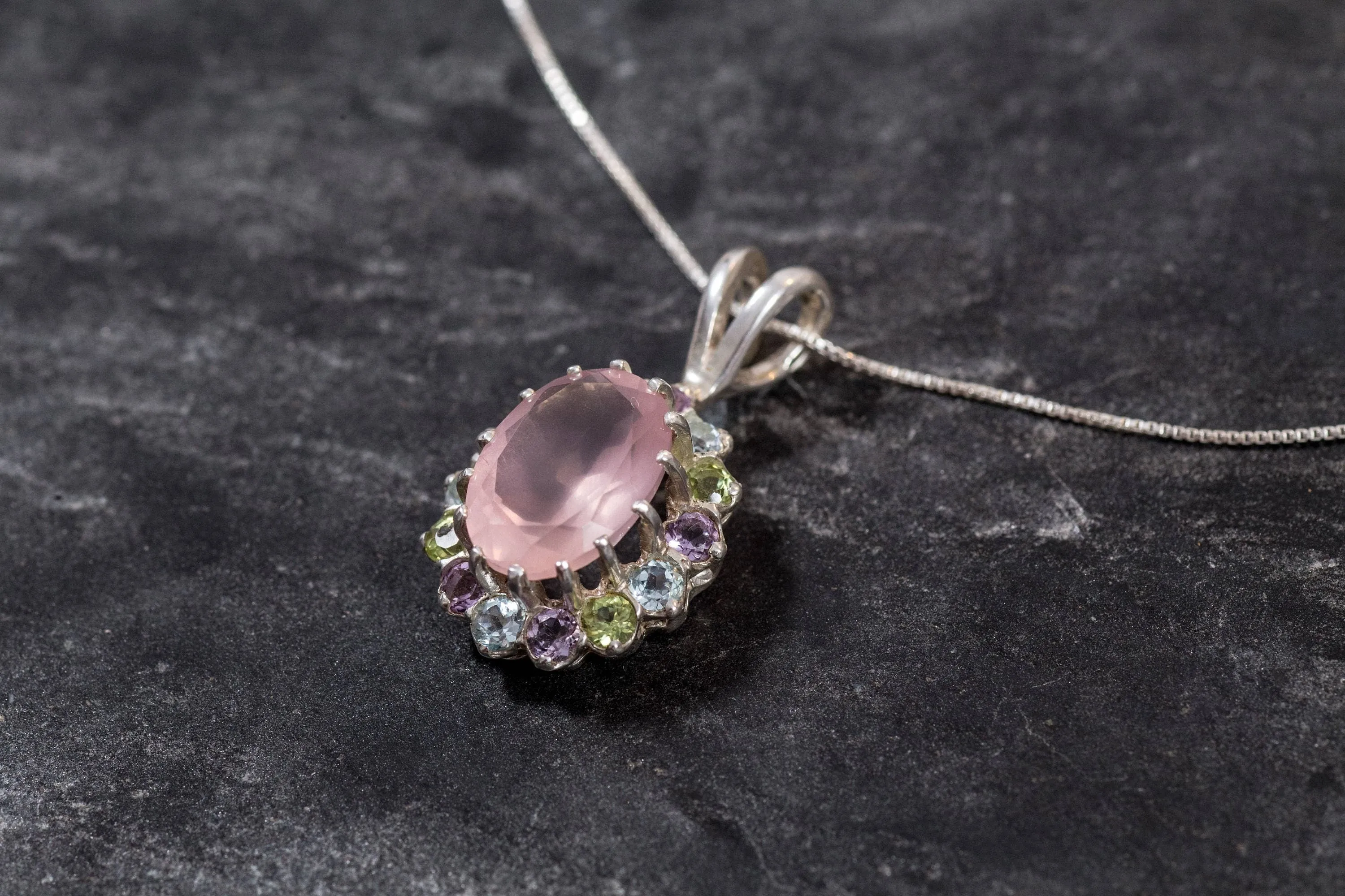 Pink Quartz Necklace - Rose Quartz Pendant - Princess Diana Necklace