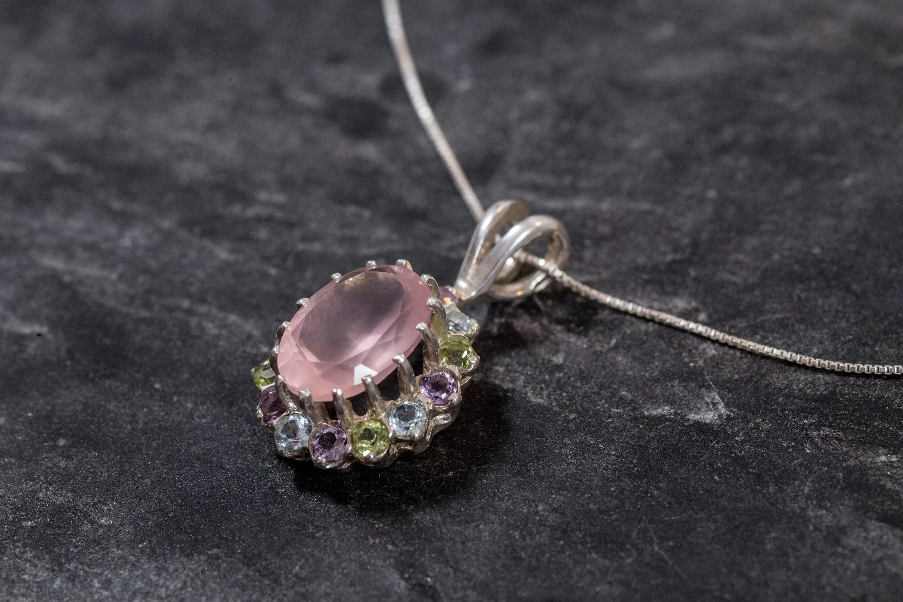 Pink Quartz Necklace - Rose Quartz Pendant - Princess Diana Necklace