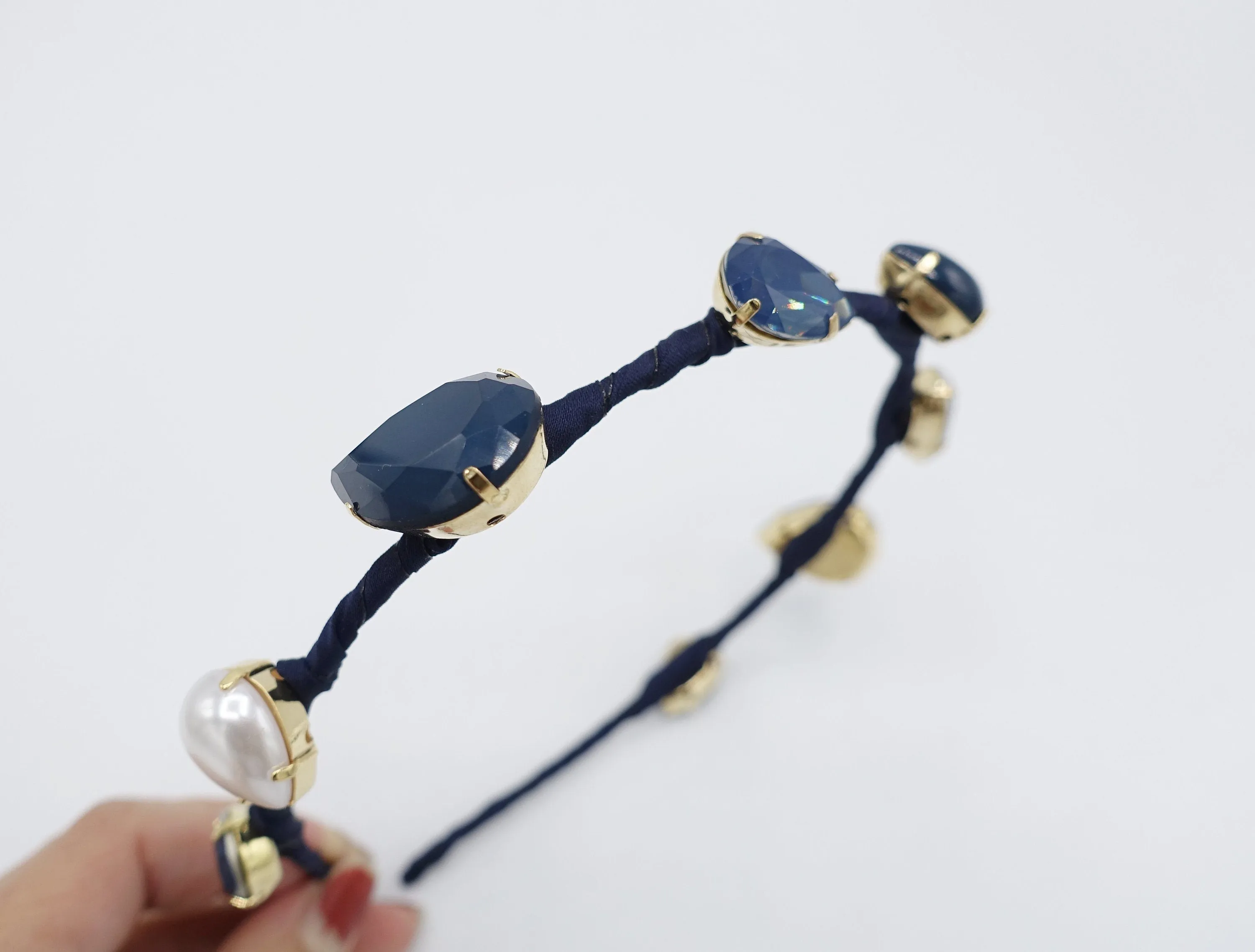 rhinestone beaded headband thin hairband jeweled hair accessory for women