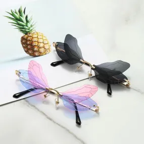 Rimless Dragonfly Wing Sunglasses For Women Vintage Sunglasses