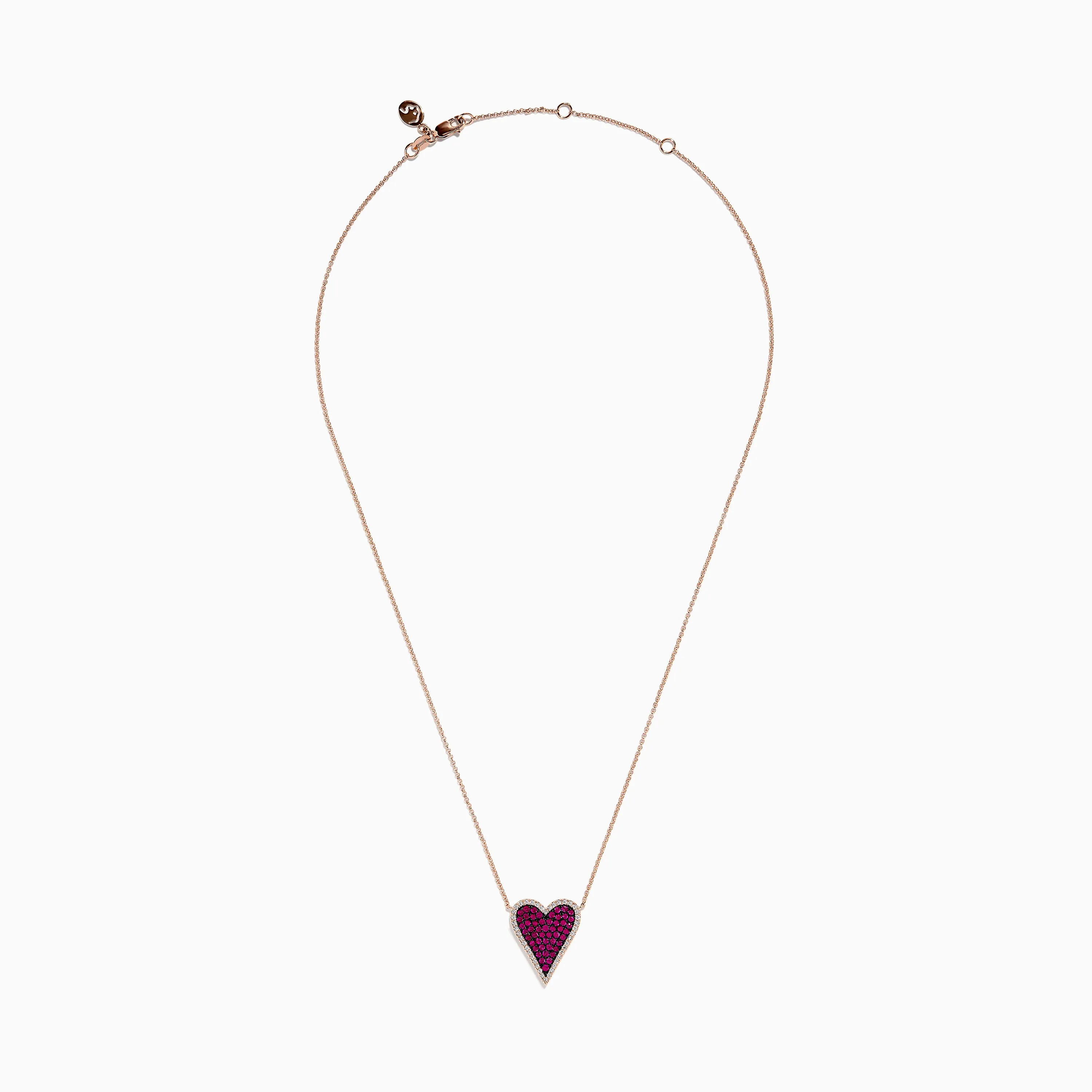 Ruby Royale 14K Rose Gold Pave Ruby Heart Pendant Necklace