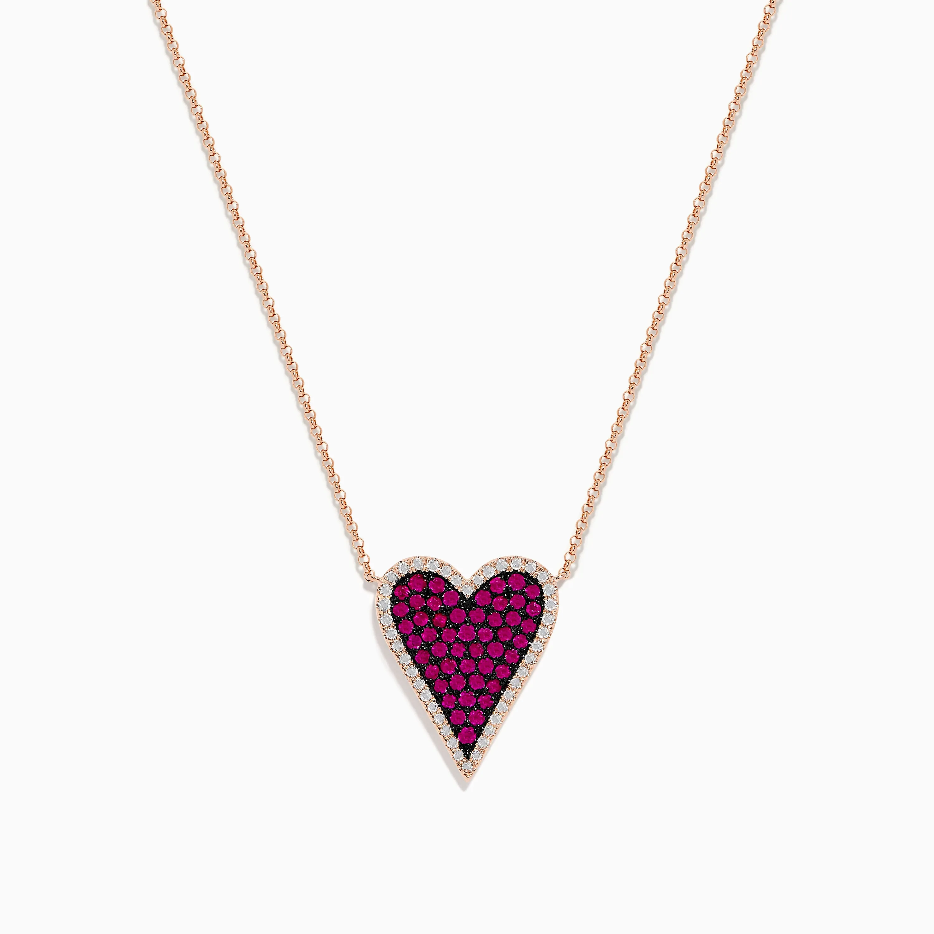 Ruby Royale 14K Rose Gold Pave Ruby Heart Pendant Necklace