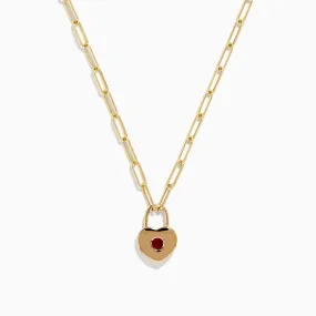 Ruby Royale 14K Yellow Gold Ruby Heart Locket Necklace