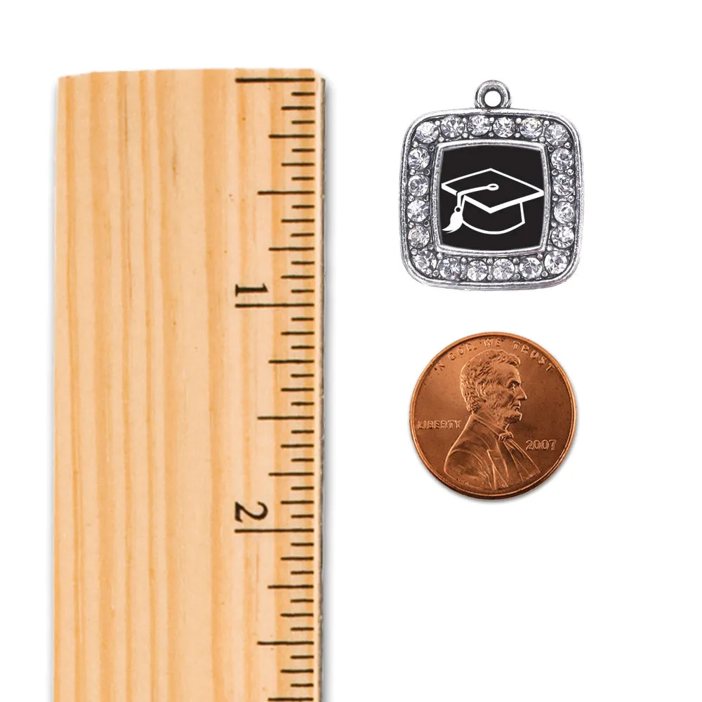 Silver Graduation Square Charm Toggle Bracelet