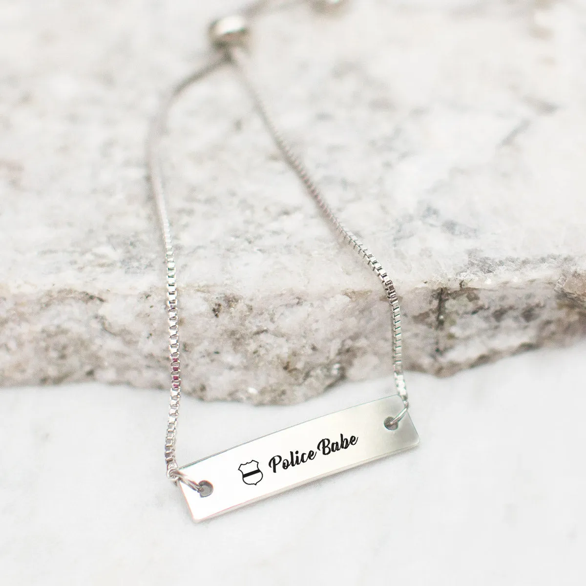 Silver Police Babe Adjustable Bar Bracelet