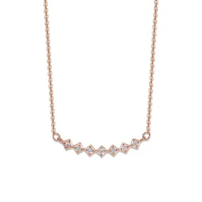 Single Row Square with Zircon Silver Necklace for Women