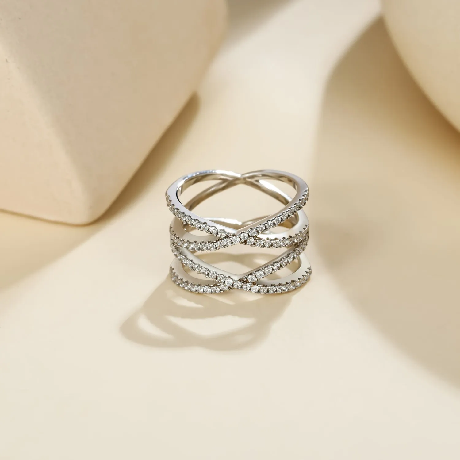 Sterling Silver Multi Criss Cross Stacking Rings