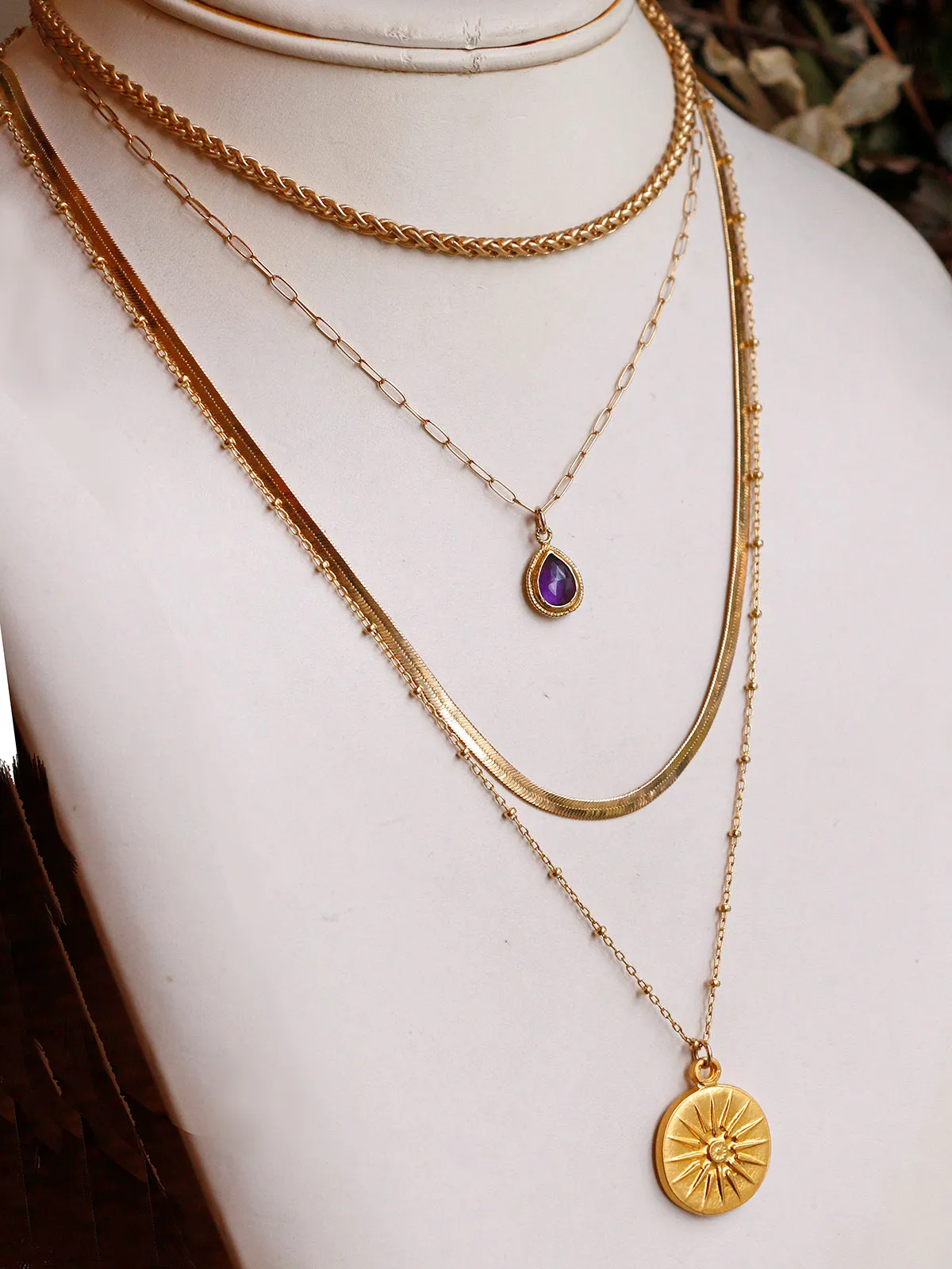 Susan Rifkin Gold Ornate Charm Necklace - Teardrop (Multiple Colors!)