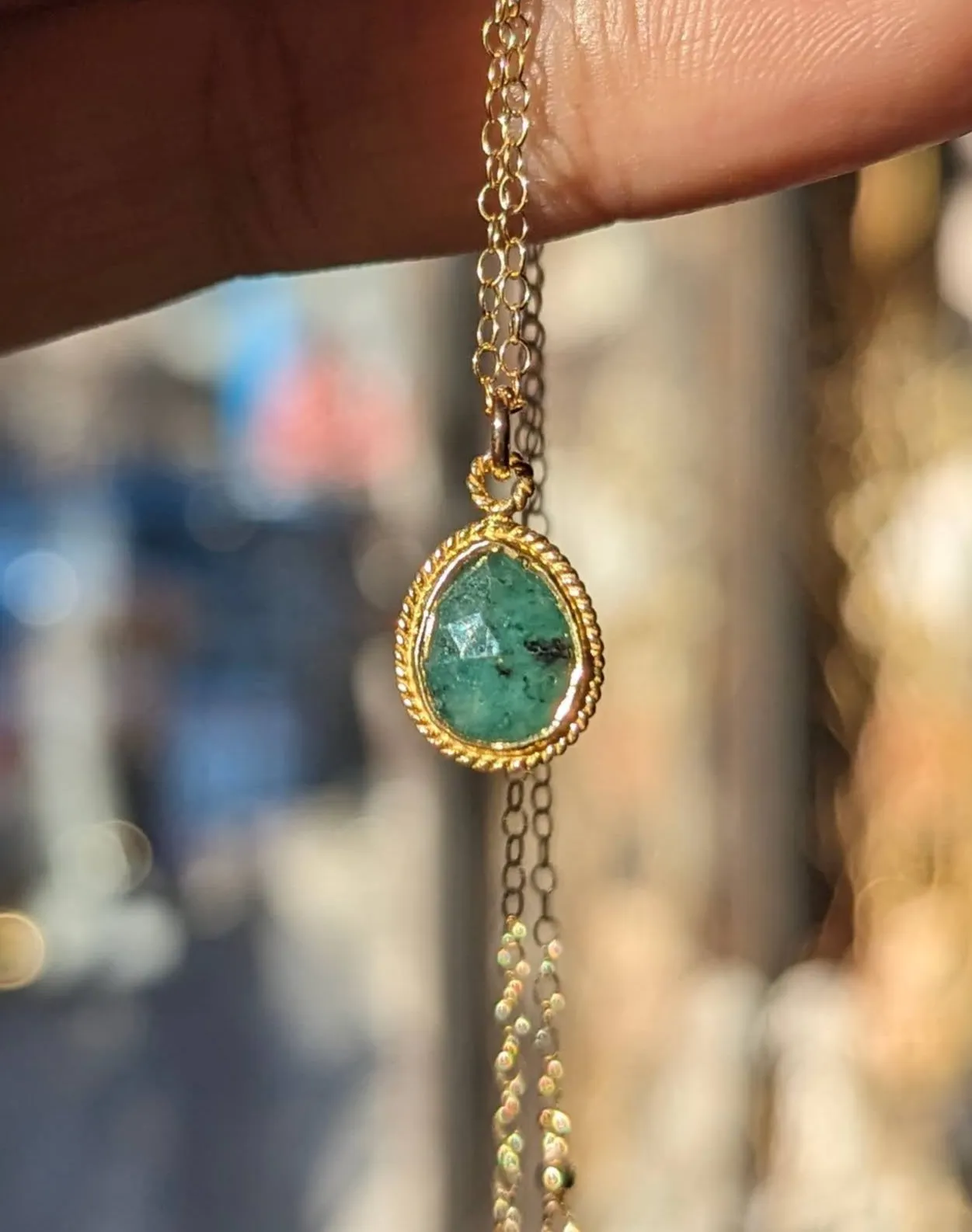Susan Rifkin Gold Ornate Charm Necklace - Teardrop (Multiple Colors!)