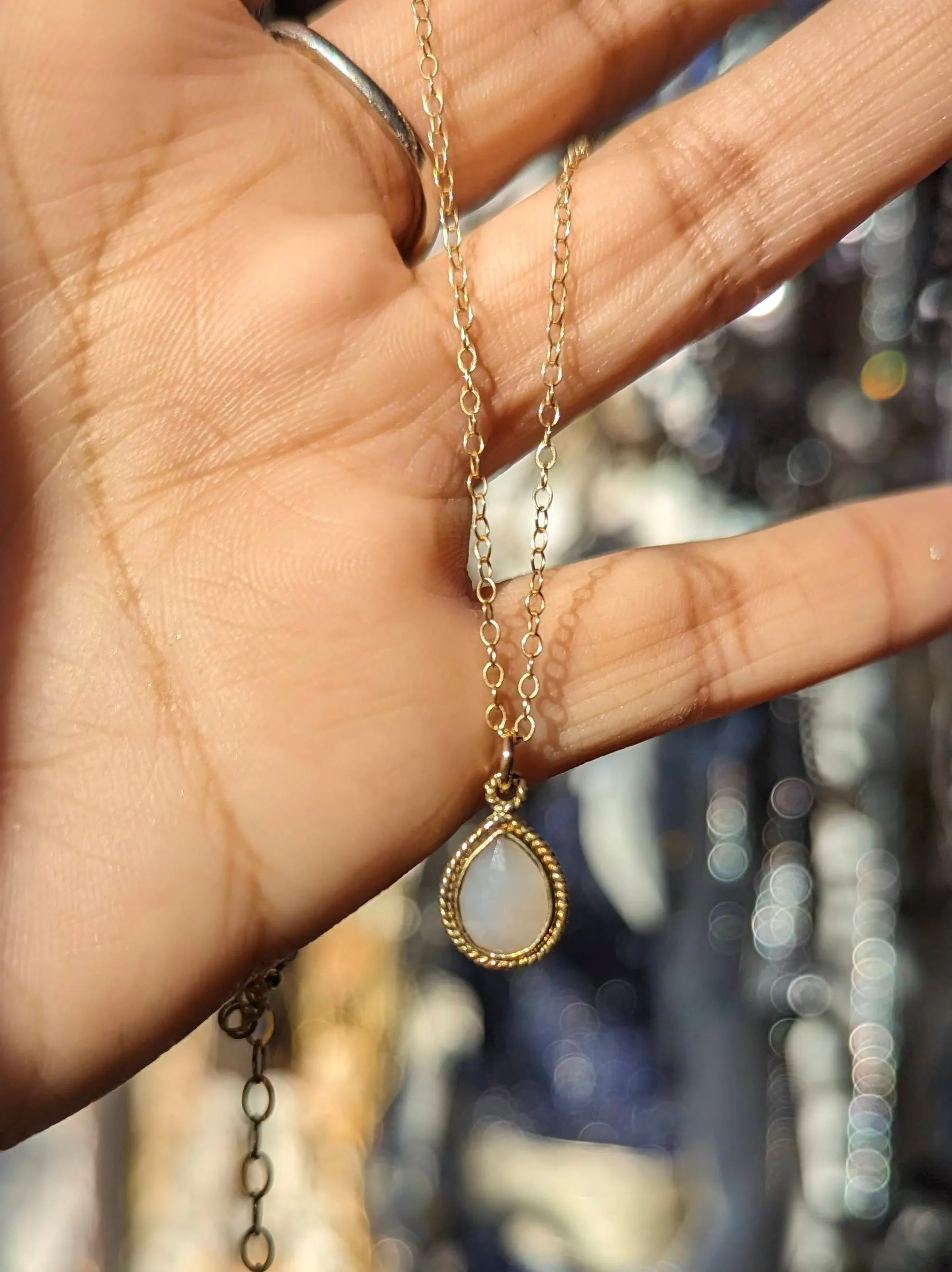 Susan Rifkin Gold Ornate Charm Necklace - Teardrop (Multiple Colors!)
