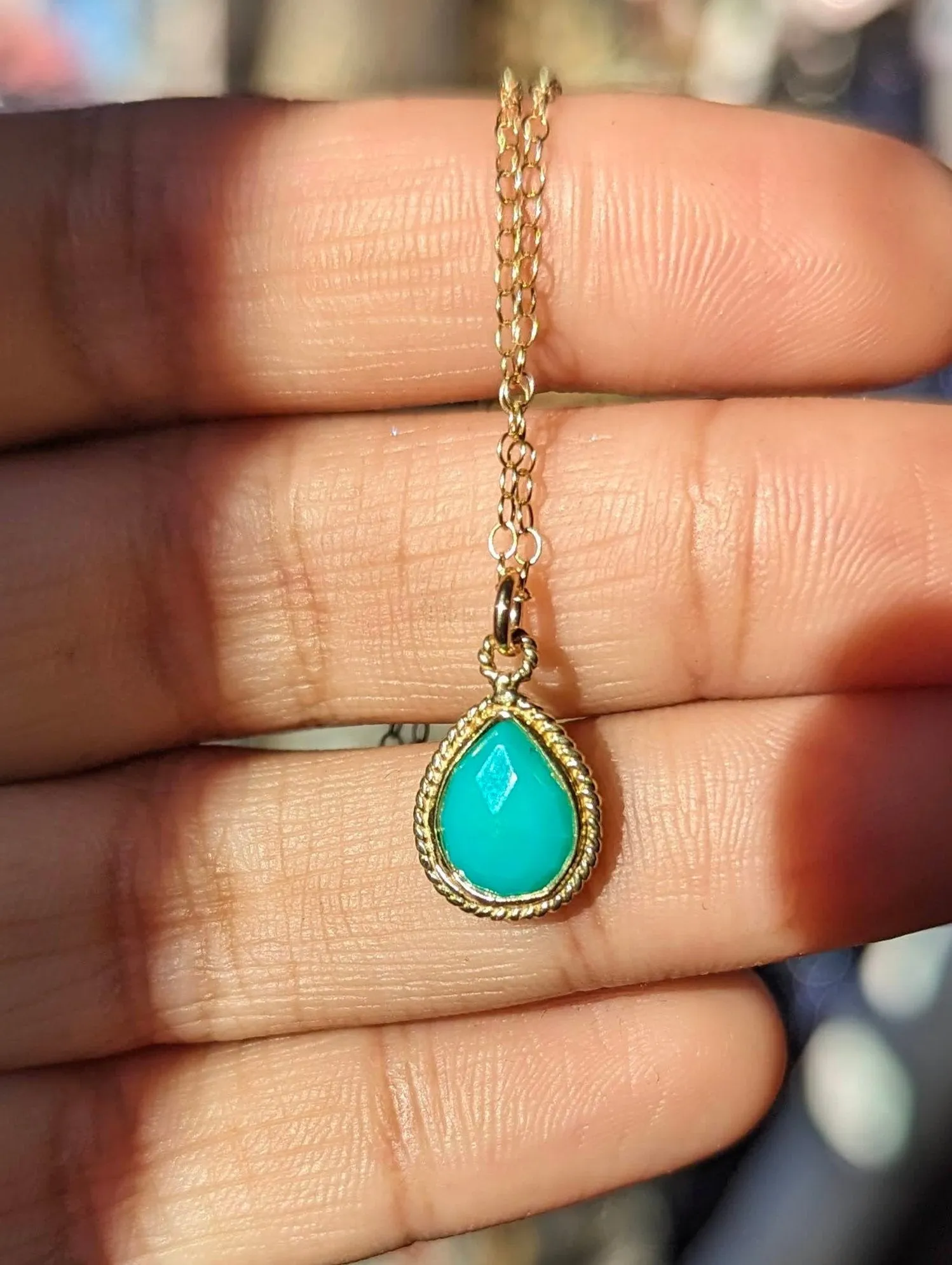 Susan Rifkin Gold Ornate Charm Necklace - Teardrop (Multiple Colors!)